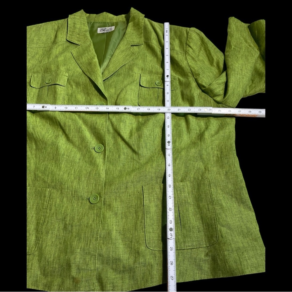 Style & Co 2pc Linen Pant Suit Set Green Blazer Pants 24W Plus - Picture 4 of 14